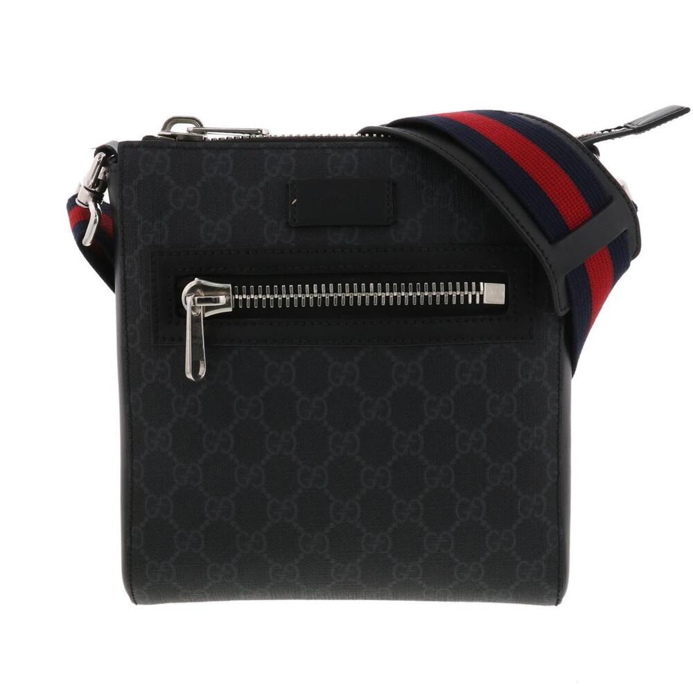 GUCCI GG Supreme Shoulder Bag Sherry Sacoche Black